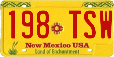 NM license plate 198TSW