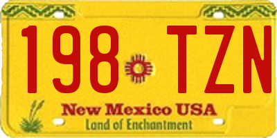NM license plate 198TZN
