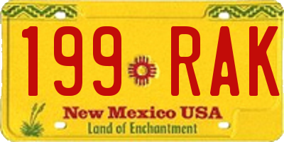 NM license plate 199RAK