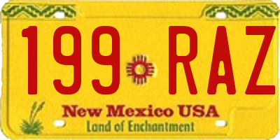 NM license plate 199RAZ
