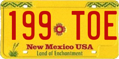 NM license plate 199TOE