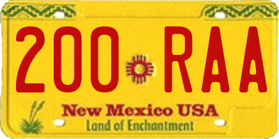 NM license plate 200RAA