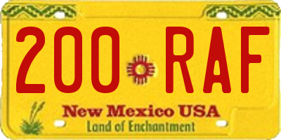 NM license plate 200RAF