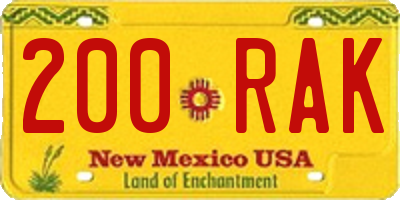 NM license plate 200RAK