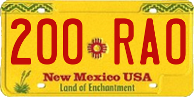 NM license plate 200RAO