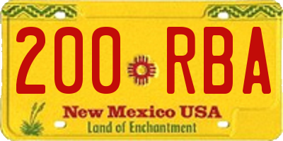 NM license plate 200RBA