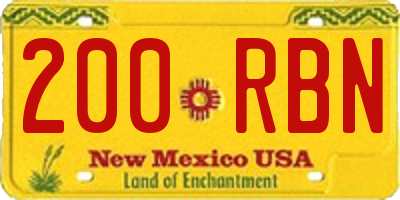 NM license plate 200RBN
