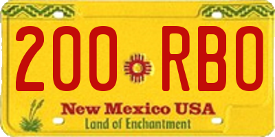 NM license plate 200RBO