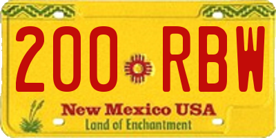 NM license plate 200RBW