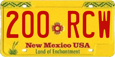 NM license plate 200RCW