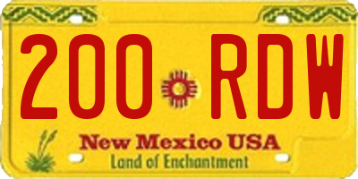 NM license plate 200RDW