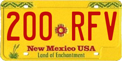 NM license plate 200RFV