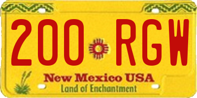 NM license plate 200RGW