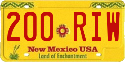 NM license plate 200RIW