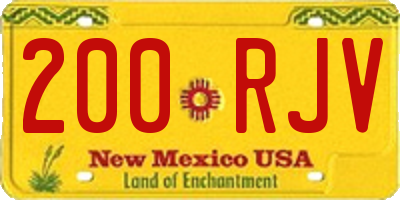 NM license plate 200RJV