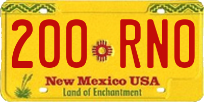 NM license plate 200RNO