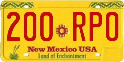 NM license plate 200RPO