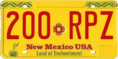 NM license plate 200RPZ