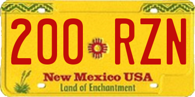 NM license plate 200RZN
