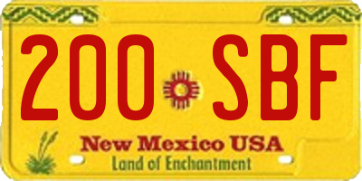 NM license plate 200SBF