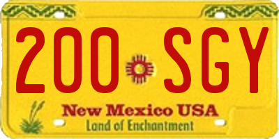 NM license plate 200SGY