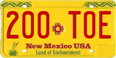 NM license plate 200TOE