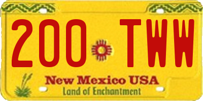NM license plate 200TWW