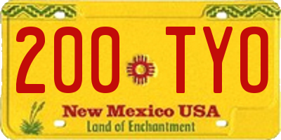 NM license plate 200TYO
