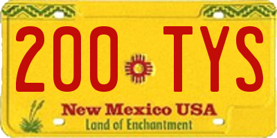 NM license plate 200TYS