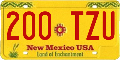 NM license plate 200TZU