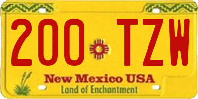 NM license plate 200TZW