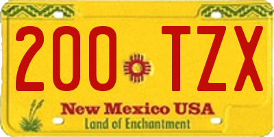 NM license plate 200TZX