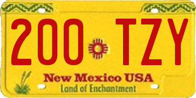 NM license plate 200TZY