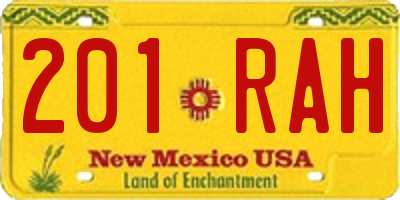 NM license plate 201RAH