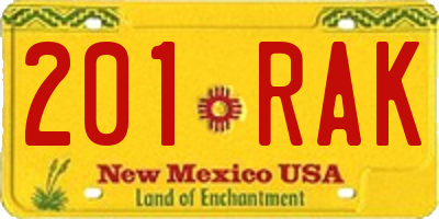 NM license plate 201RAK