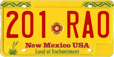 NM license plate 201RAO