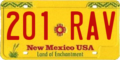 NM license plate 201RAV