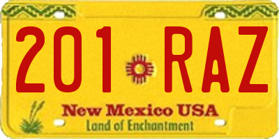 NM license plate 201RAZ