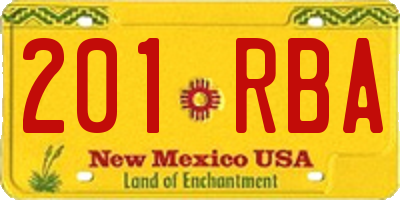 NM license plate 201RBA