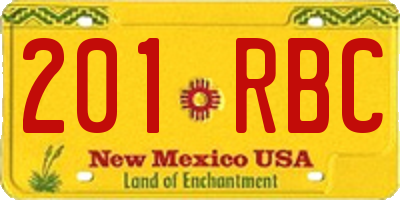 NM license plate 201RBC