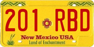 NM license plate 201RBD