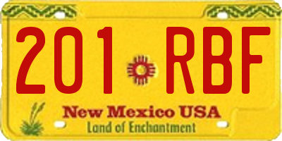 NM license plate 201RBF