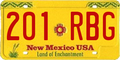 NM license plate 201RBG