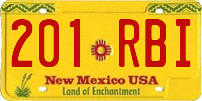 NM license plate 201RBI