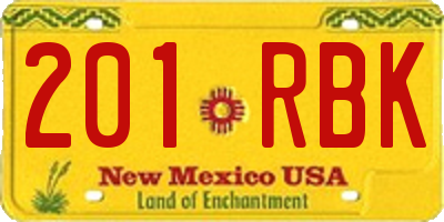 NM license plate 201RBK