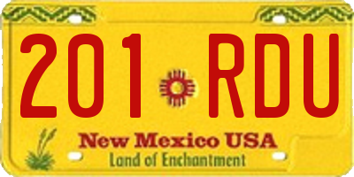 NM license plate 201RDU