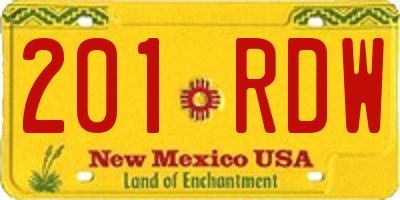NM license plate 201RDW