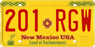 NM license plate 201RGW