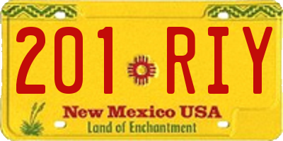 NM license plate 201RIY