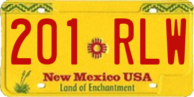 NM license plate 201RLW